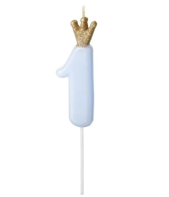 Number 1 Blue Birthday Candle