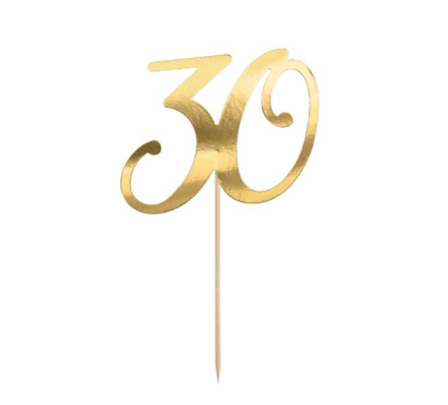 Cake topper ''30'' Gold 20.5cm