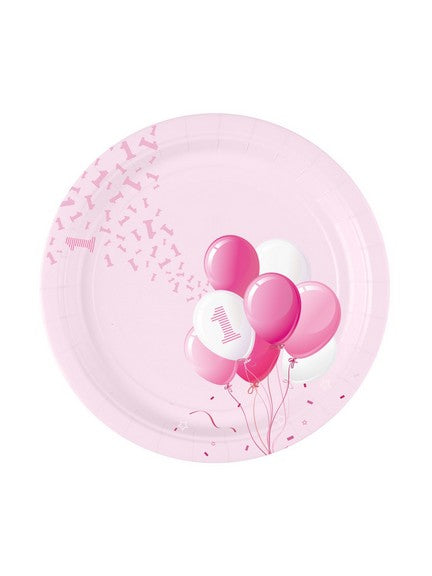 1st Birthday Paper Plates Girl