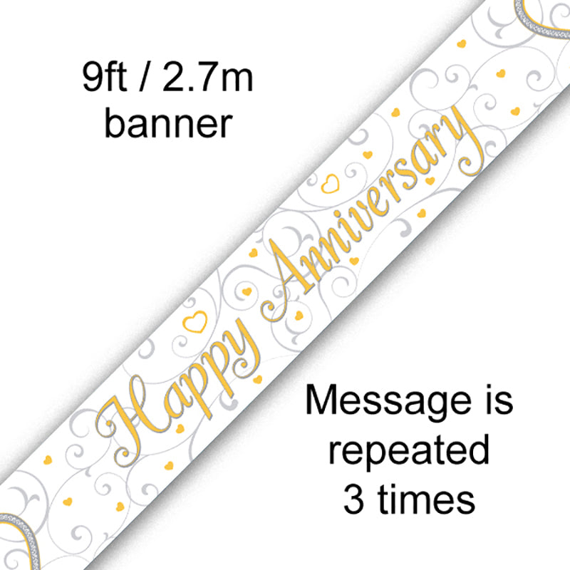 Banner Happy Anniversary Linked Hearts