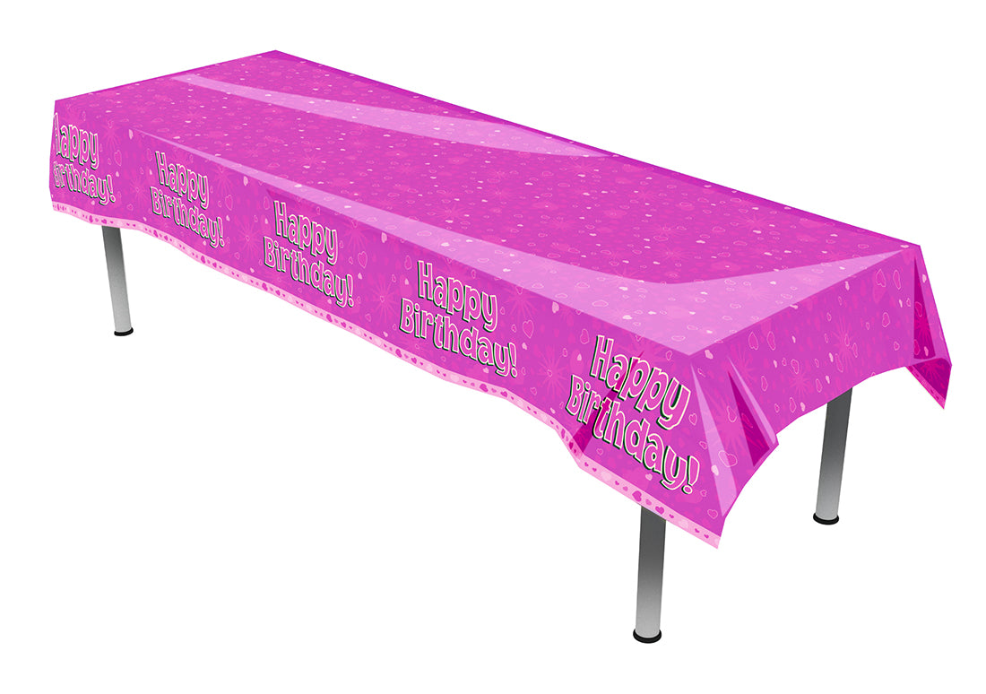 Happy Birthday Pink Table Cover