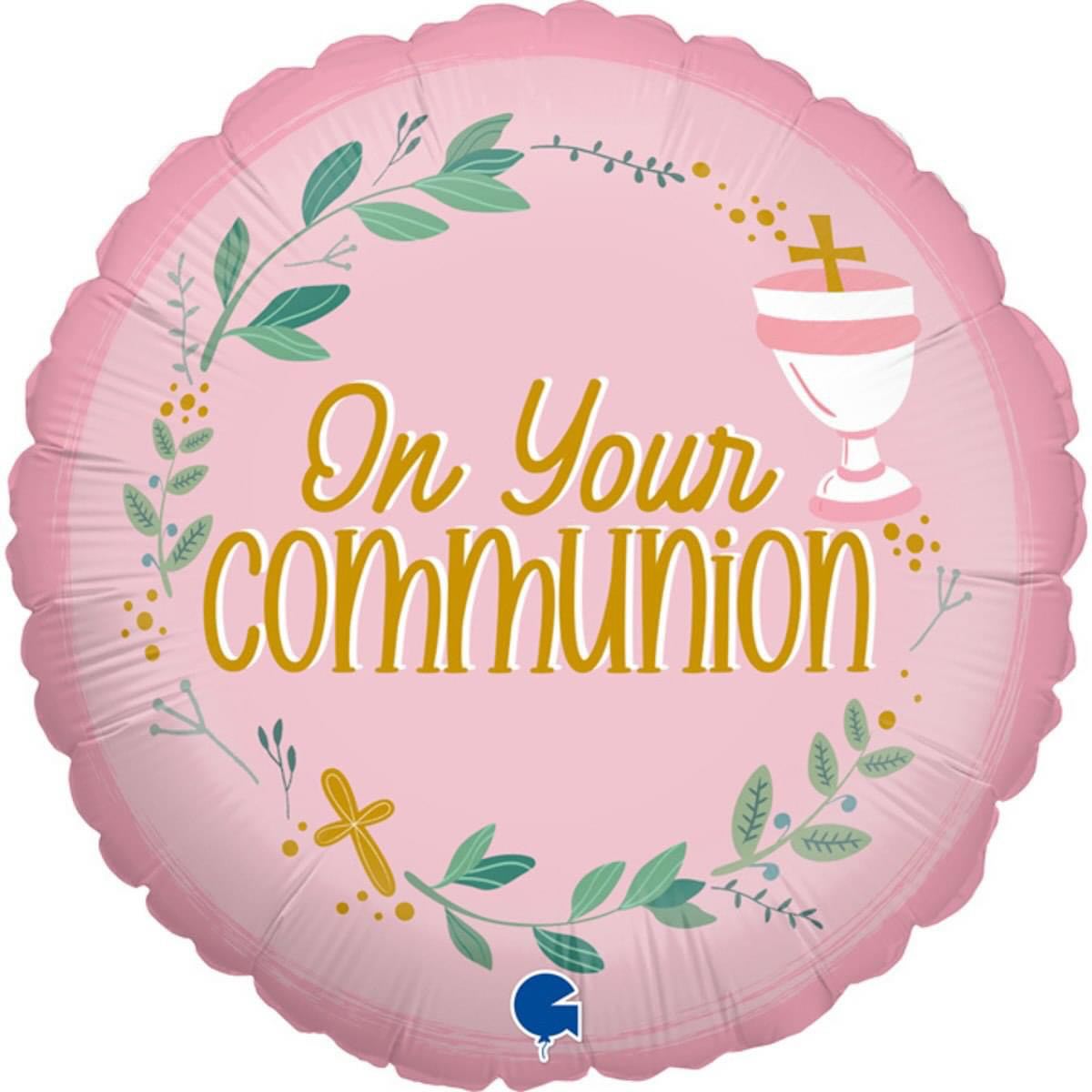 Pink Holy Communion Foil Balloon