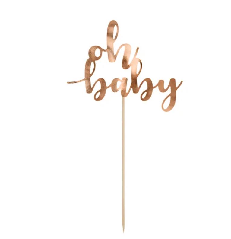 Cake Topper Oh baby Rose Gold 25 cm