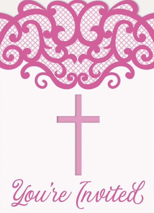 Pink Cross Invitations
