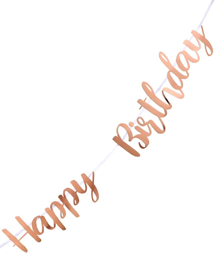 Happy Birthday Rose Metallic Bunting, Cream & Rose Gold