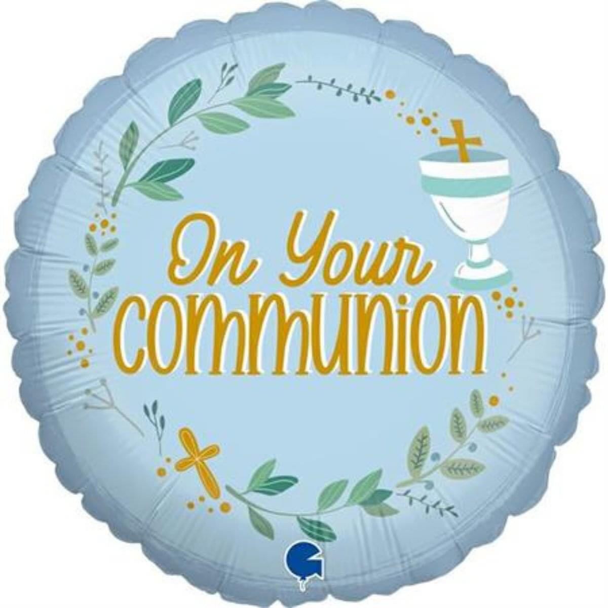 Blue Holy Communion Foil Balloon