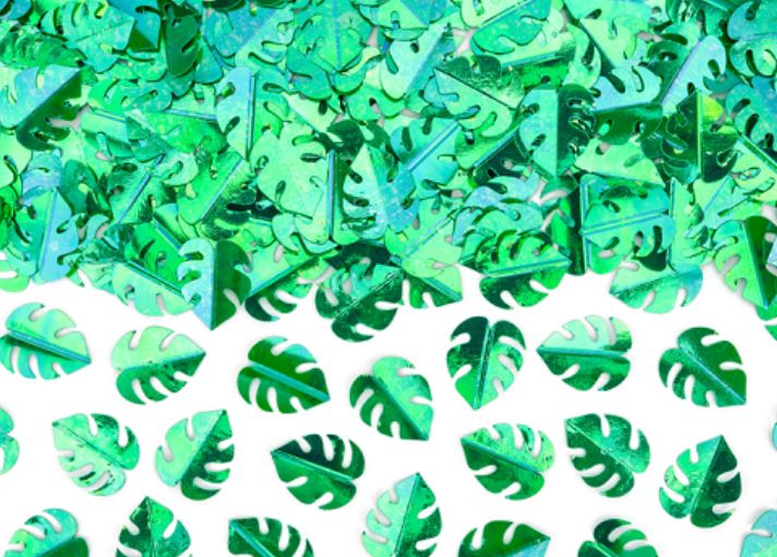 Table Confetti - Green Metallic Leaves