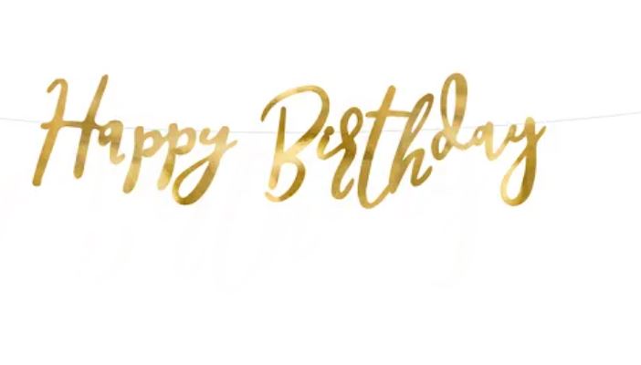 Banner Happy Birthday Gold 16.5x62cm