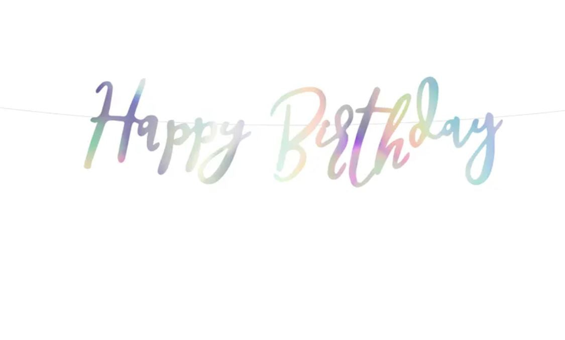 Banner Happy Birthday Iridescent 16.5x62cm