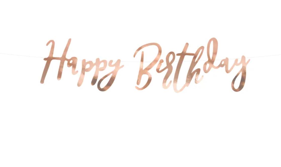 Banner Happy Birthday Rose Gold 16.5x62cm
