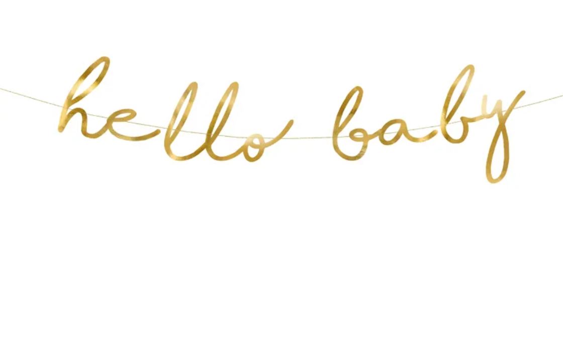 Hello Baby Banner Gold - 18x70cm