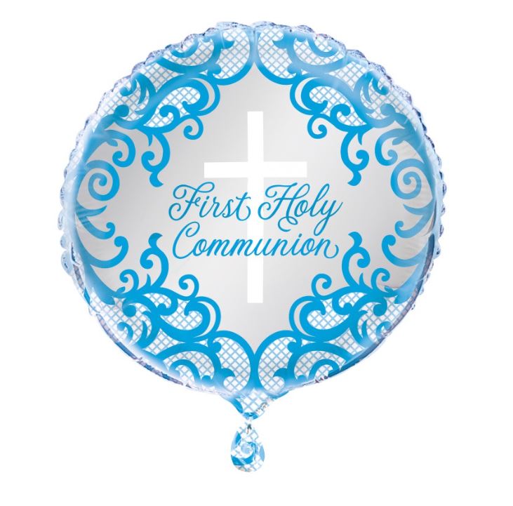 Blue First Holy Communion Foil Balloon