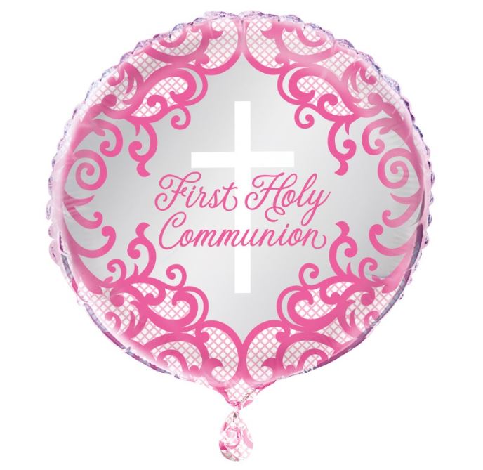 Pink First Holy Communion Foil Balloon