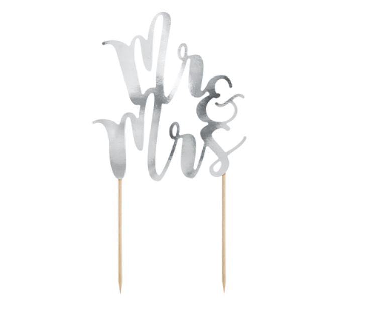 Cake Topper Mr&Mrs Silver 25.5cm