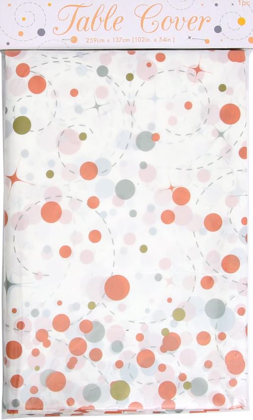 Sparkling Fizz Rose Gold Colourfast Plastic Table Cover