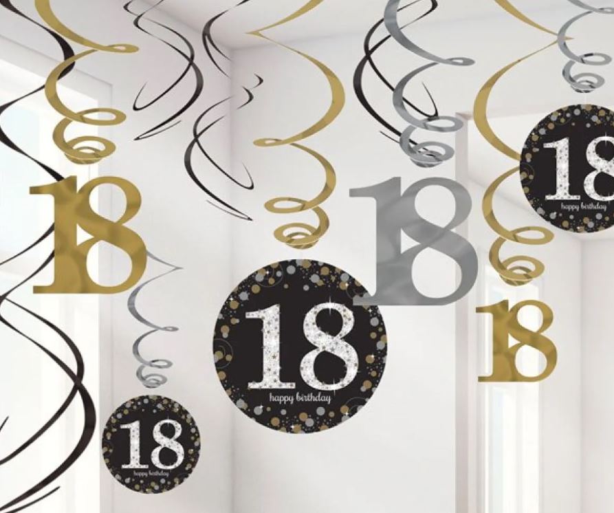 Sparkling Celebration 18th Birthday Hanging Swirls - 45cm