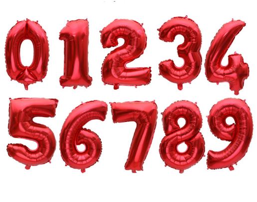 Red 34inch Foil Numbers