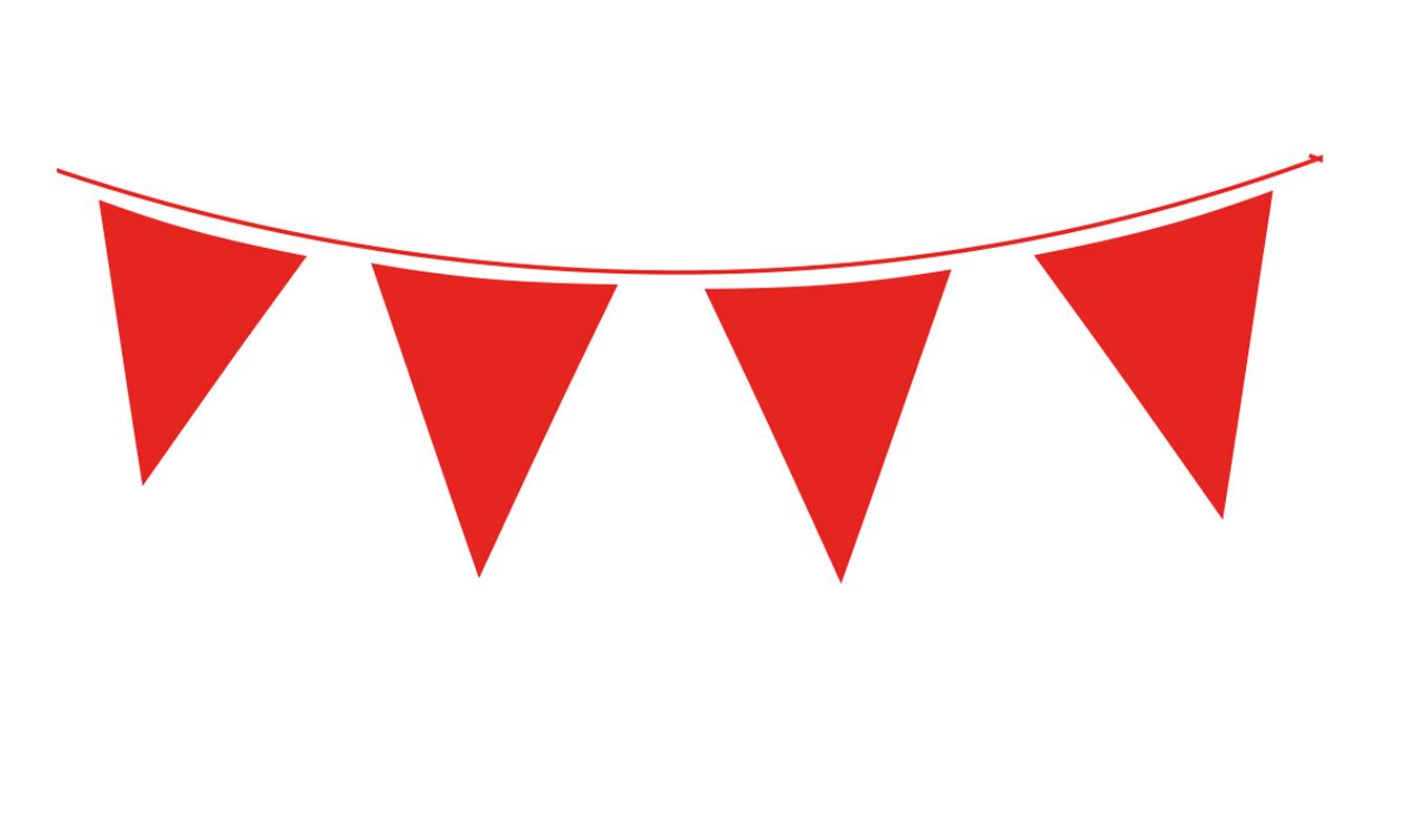 Solid Colour Waterproof Bunting 20 flags 20cm x 30cm 10m Red