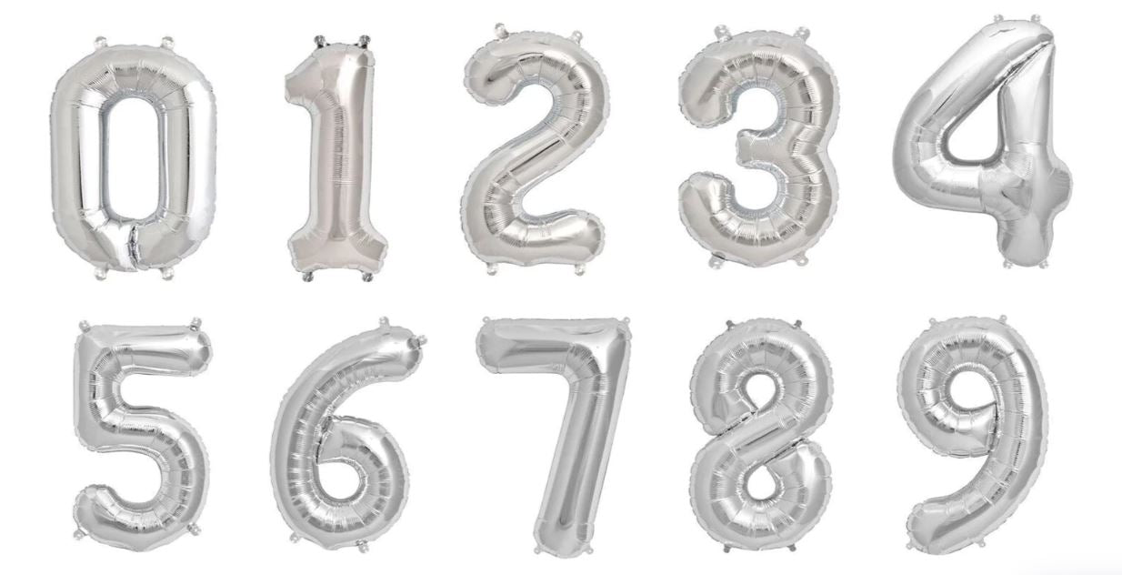 Silver 14inch Foil Numbers