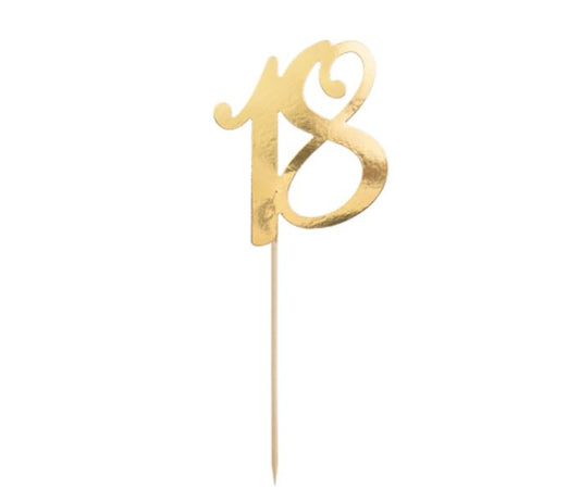 Cake topper ''18'' Gold 20.5cm