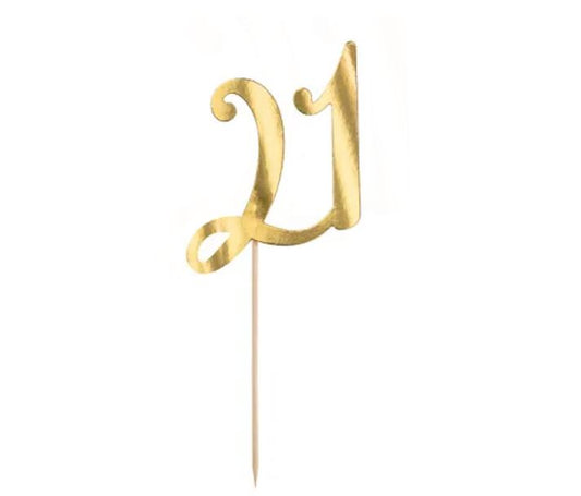 Cake topper ''21'' Gold 20.5cm