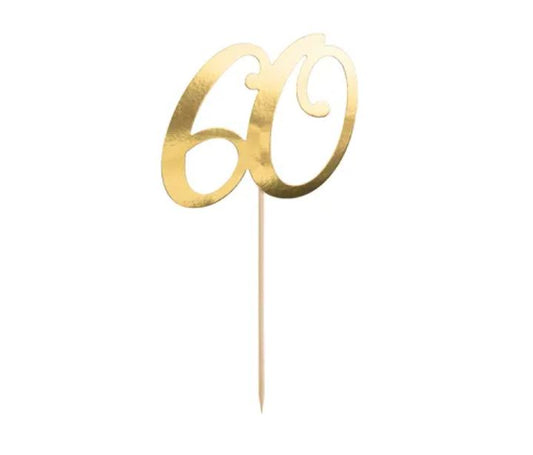 Cake topper ''60'' Gold 20.5cm