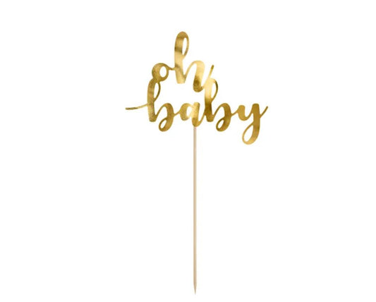 Cake Topper Oh baby Gold 25 cm