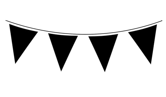 Solid Colour Waterproof Bunting 20 flags 20cm x 30cm 10m Black