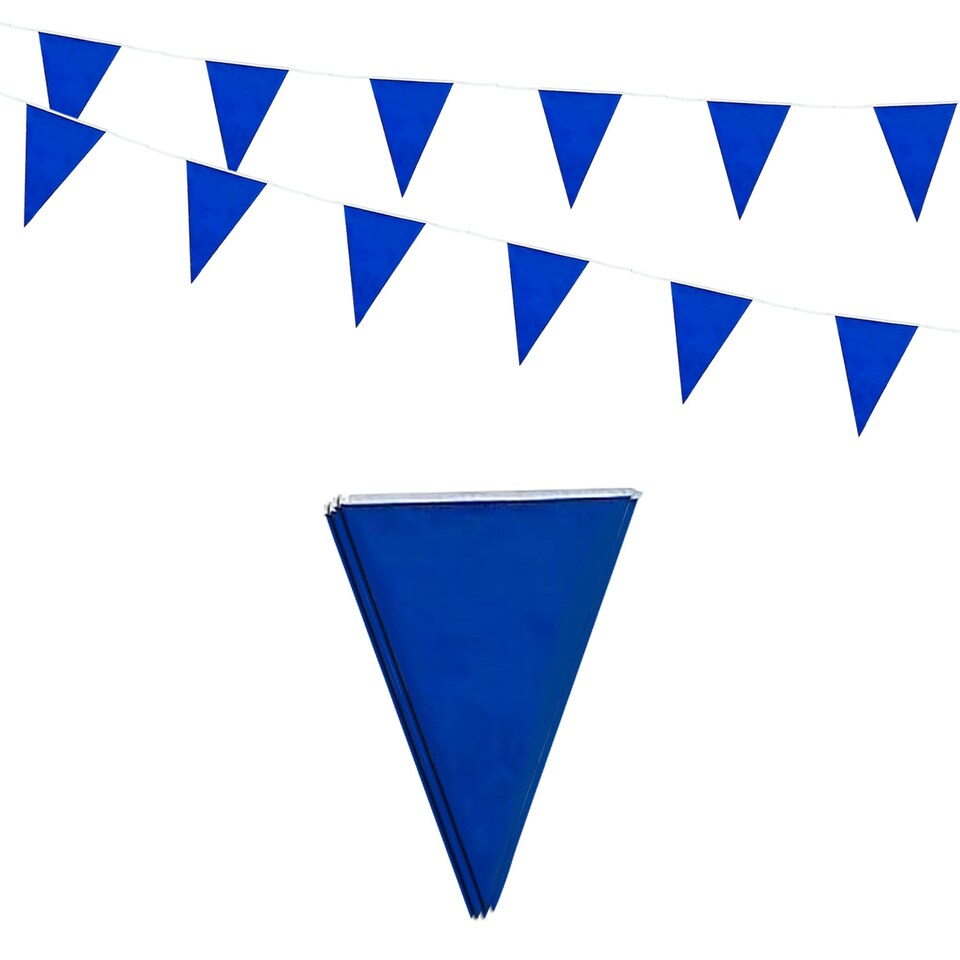 Solid Colour Waterproof Bunting 20 flags 20cm x 30cm 10m Blue