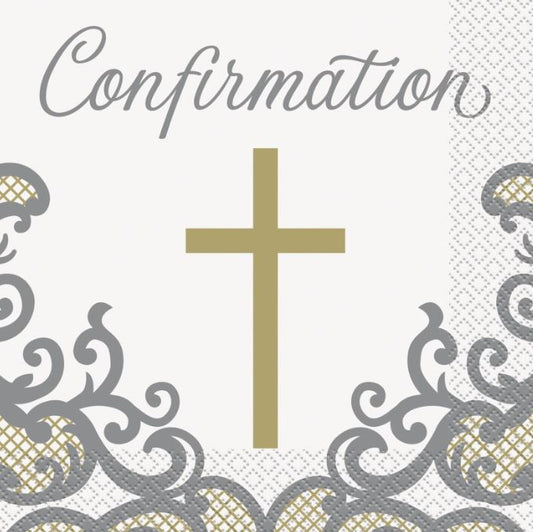 Gold Cross Confirmation Napkins