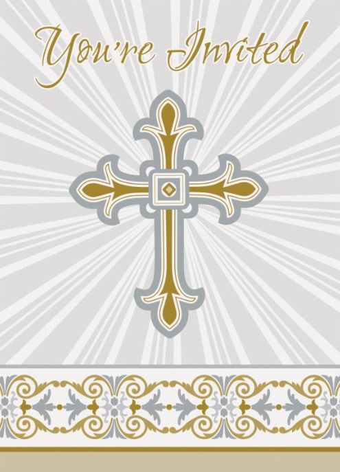 Gold Cross Invitations