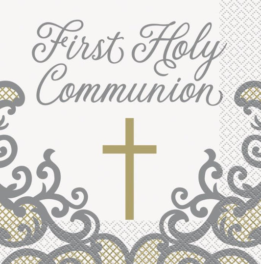 Gold Cross First Holy Communion Napkins