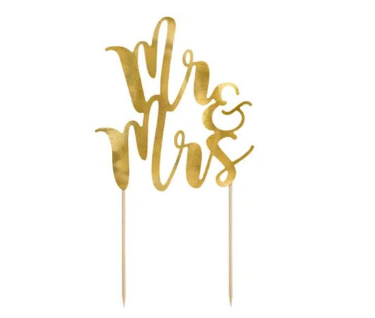 Cake Topper Mr&Mrs Gold 25.5cm