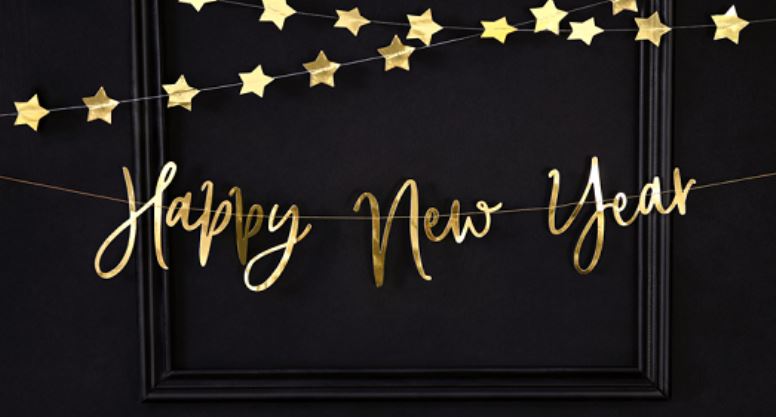 Happy New Year Decorative Gold Banner