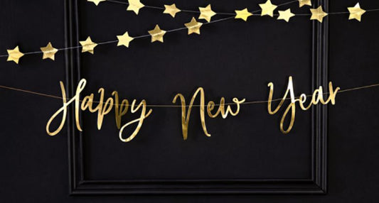 Happy New Year Decorative Gold Banner