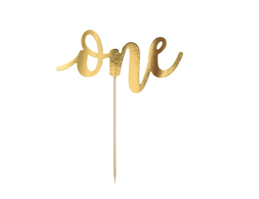 Cake Topper One Gold 19cm