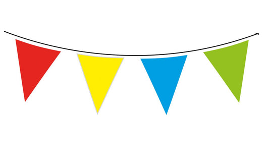 Solid Colour Waterproof Bunting 20 flags 20cm x 30cm 10m Multi Colour